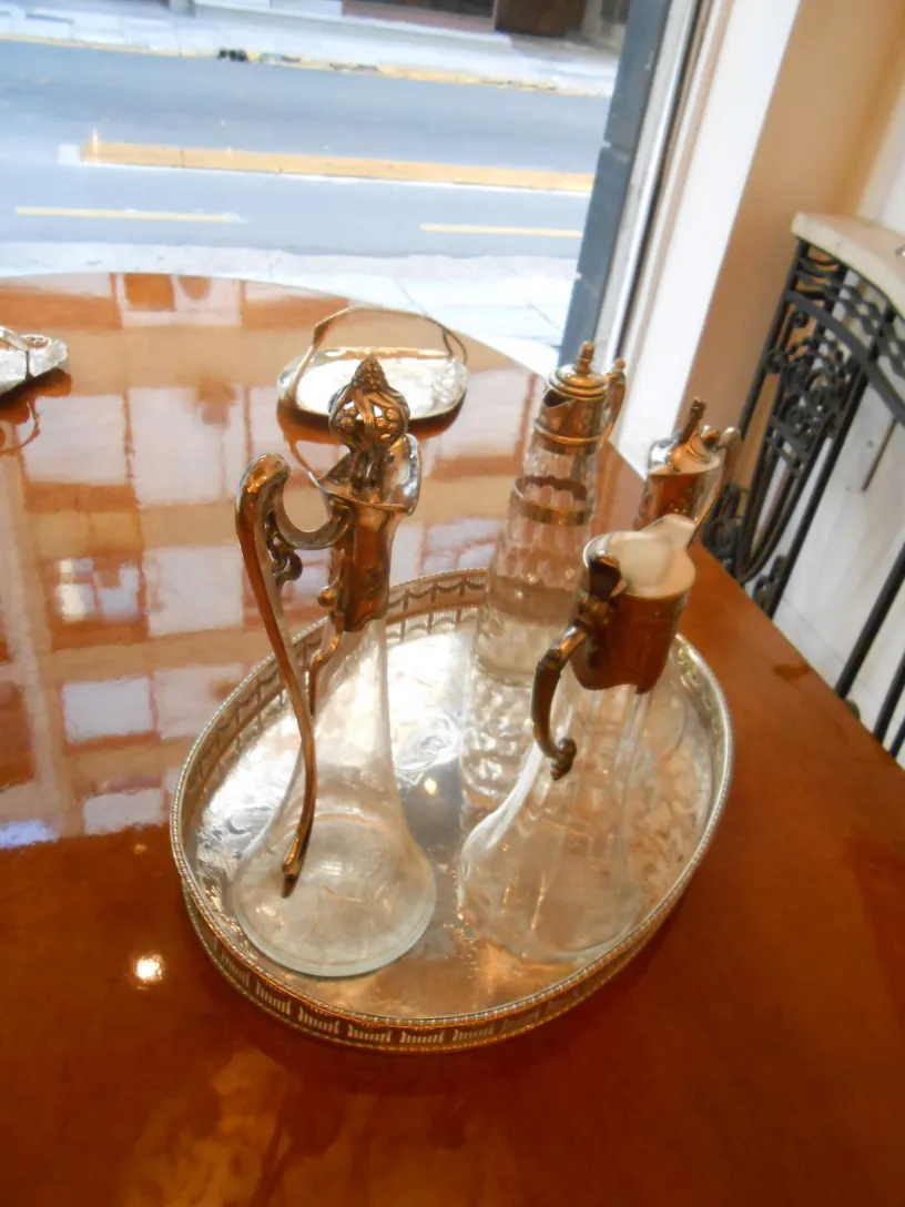 Set of 2 antique wmf jars on a tray, decorative