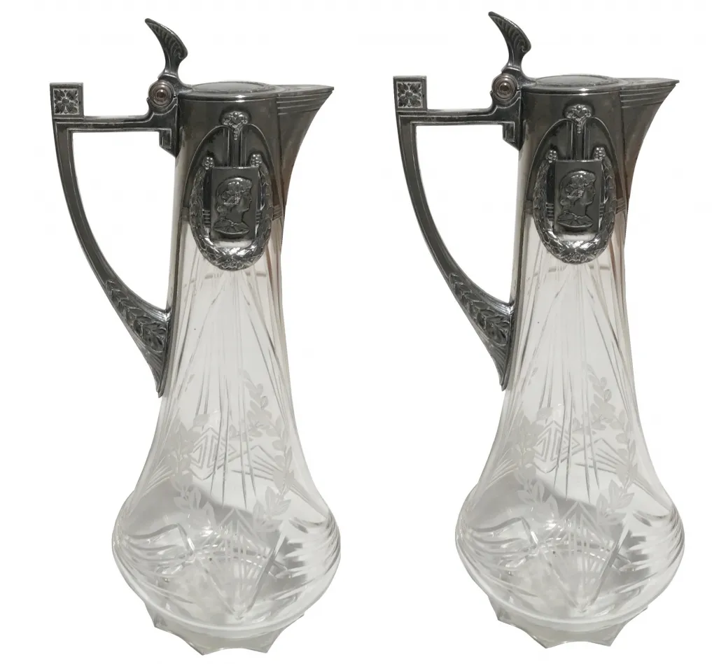 Set of two antique WMF jars with decorative details