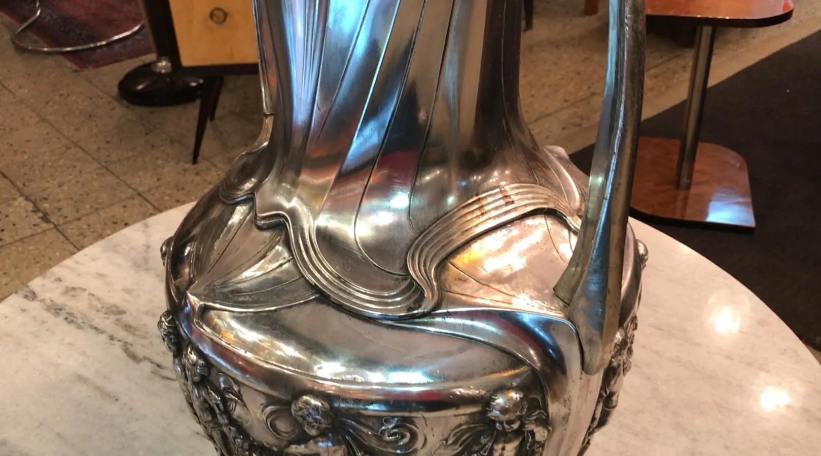 two antique champagne coolers wmf with detailed design