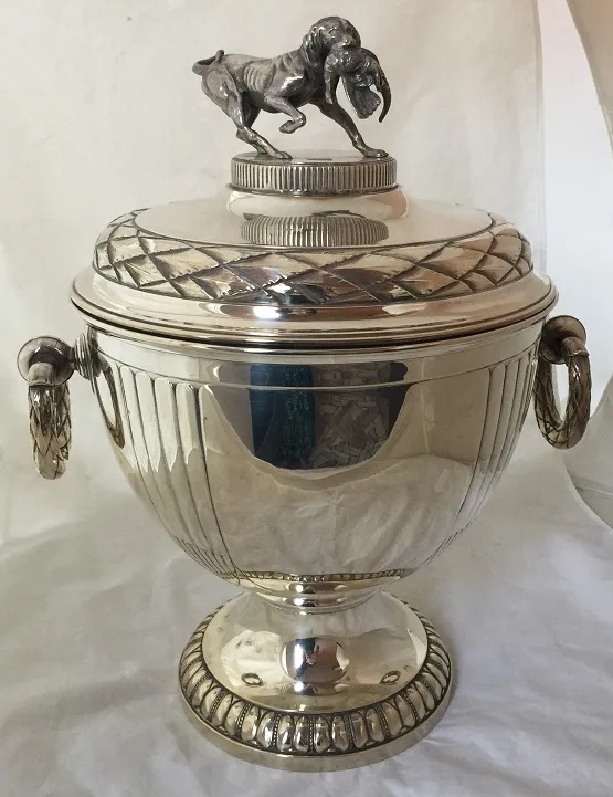 Set of 2 antique champagne coolers WMF with elegant design and detailed lid