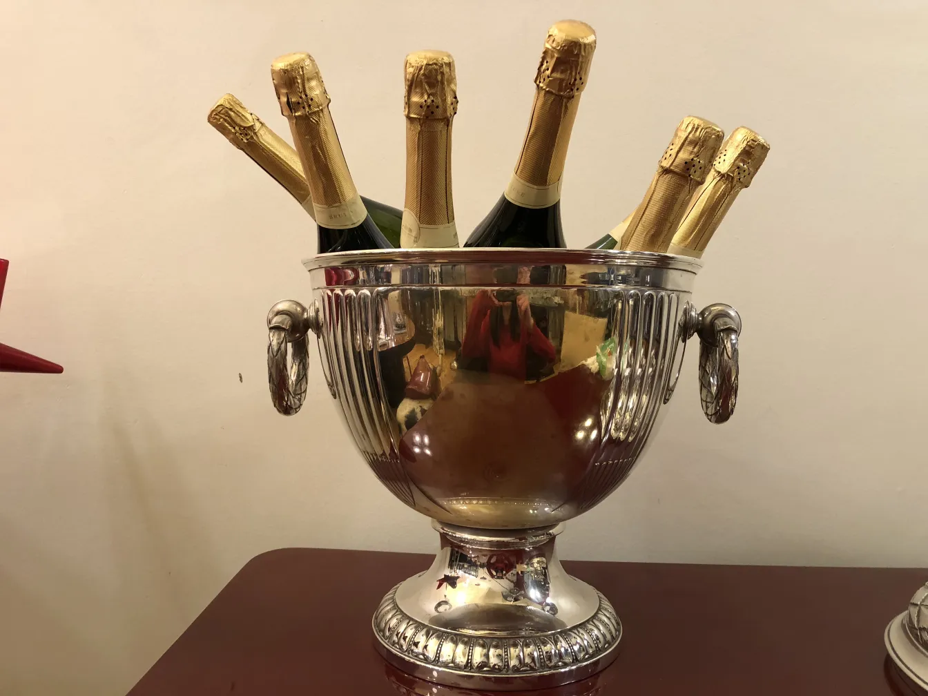 Vintage champagne coolers WMF with champagne bottles inside