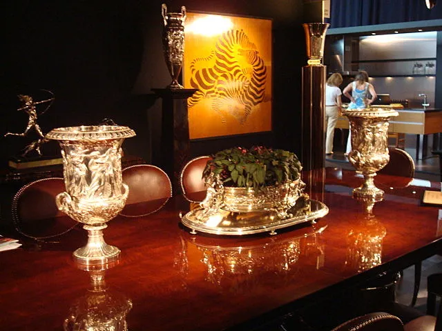 2 antique champagne coolers wmf in an elegant setting