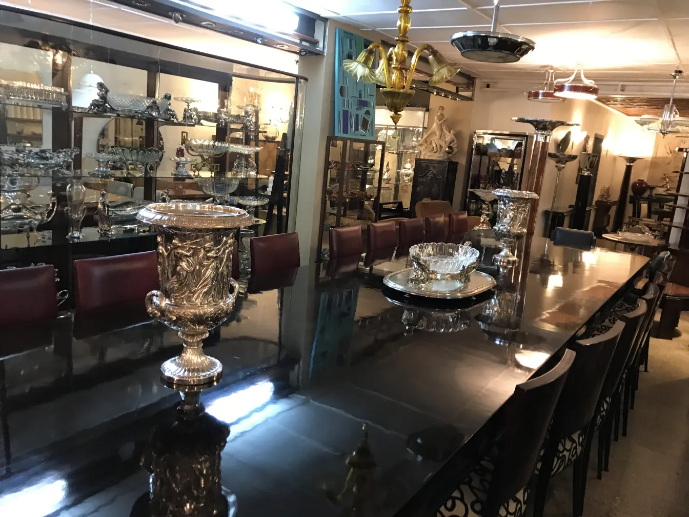 two antique champagne coolers WMF, decorative and elegant, in a classic setting