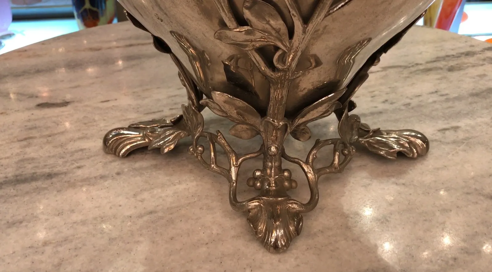 Bol à punch ancien wmfi avec base décorative florale élégante