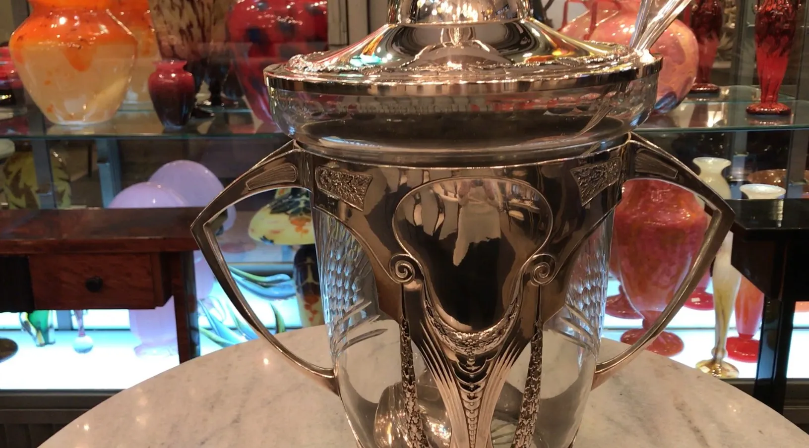 Antique WMF punch bowl with elegant details in a decorative setting