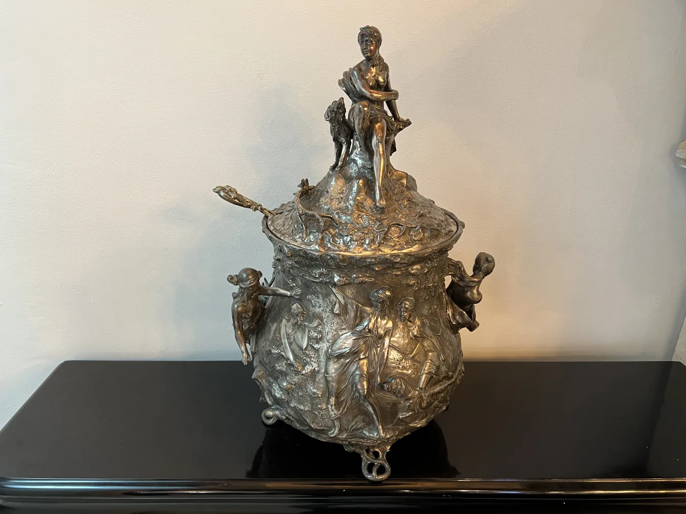 antique WMF punch bowl adorned with sculptures