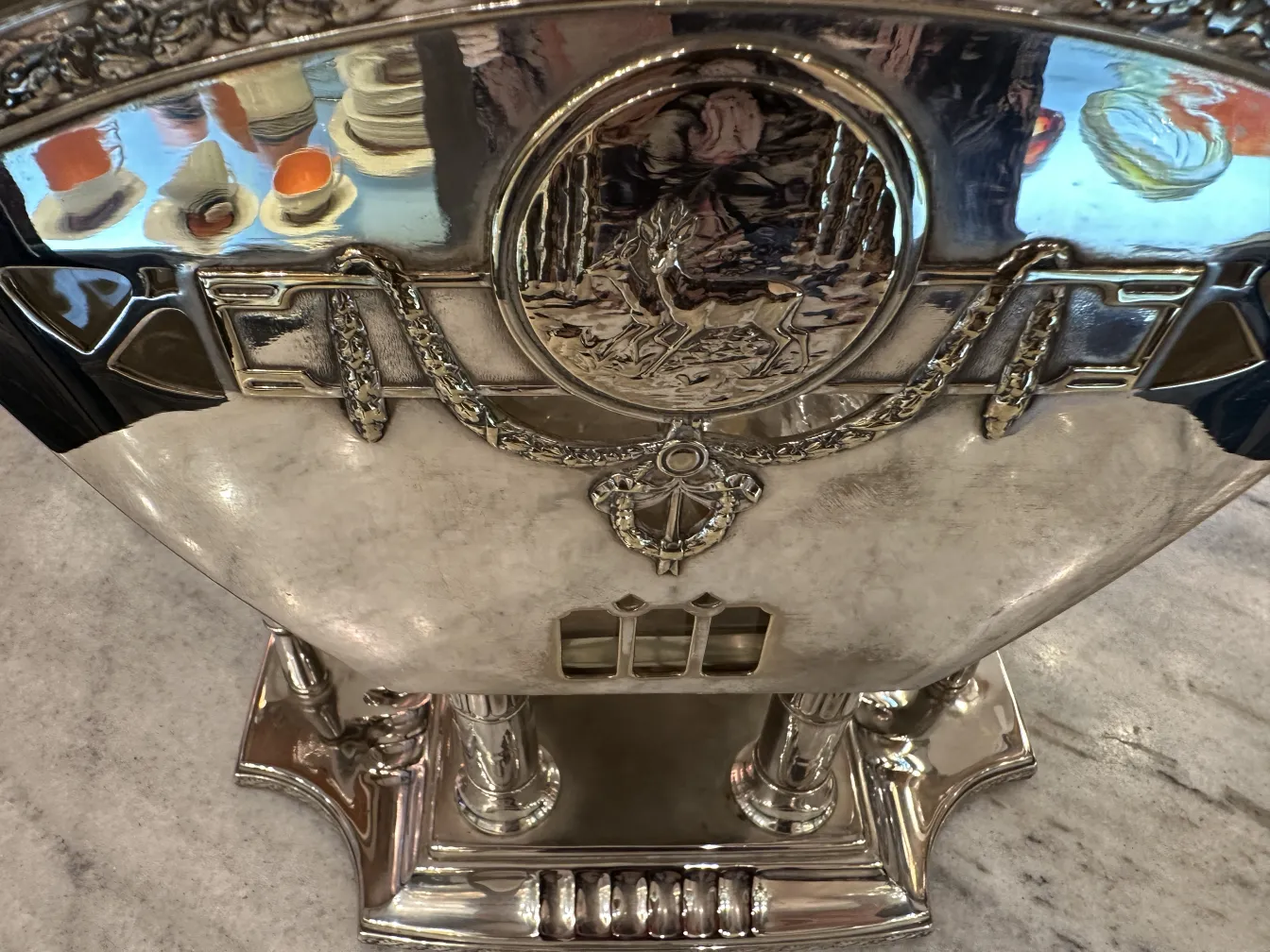 ancienne bol à punch WMF avec magnifique décoration dorée et colonne