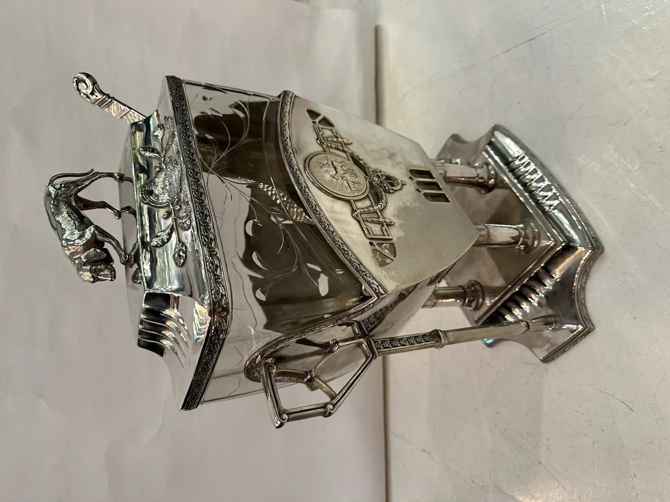 Antique WMF punch bowl with decorative horse and elegant design