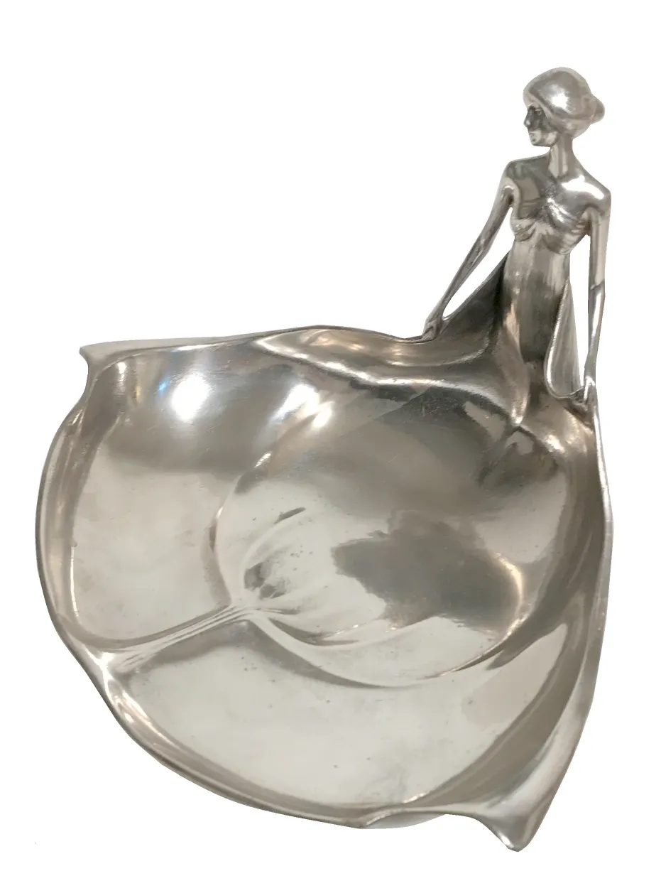 античный лоток для карточек с элегантной фигурой женщины