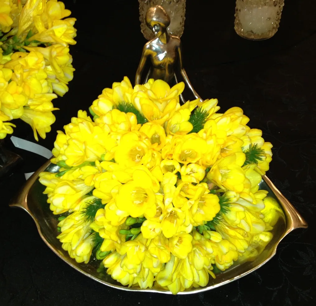 Antikes Kartenfach ORIVIT mit gelben Blumen