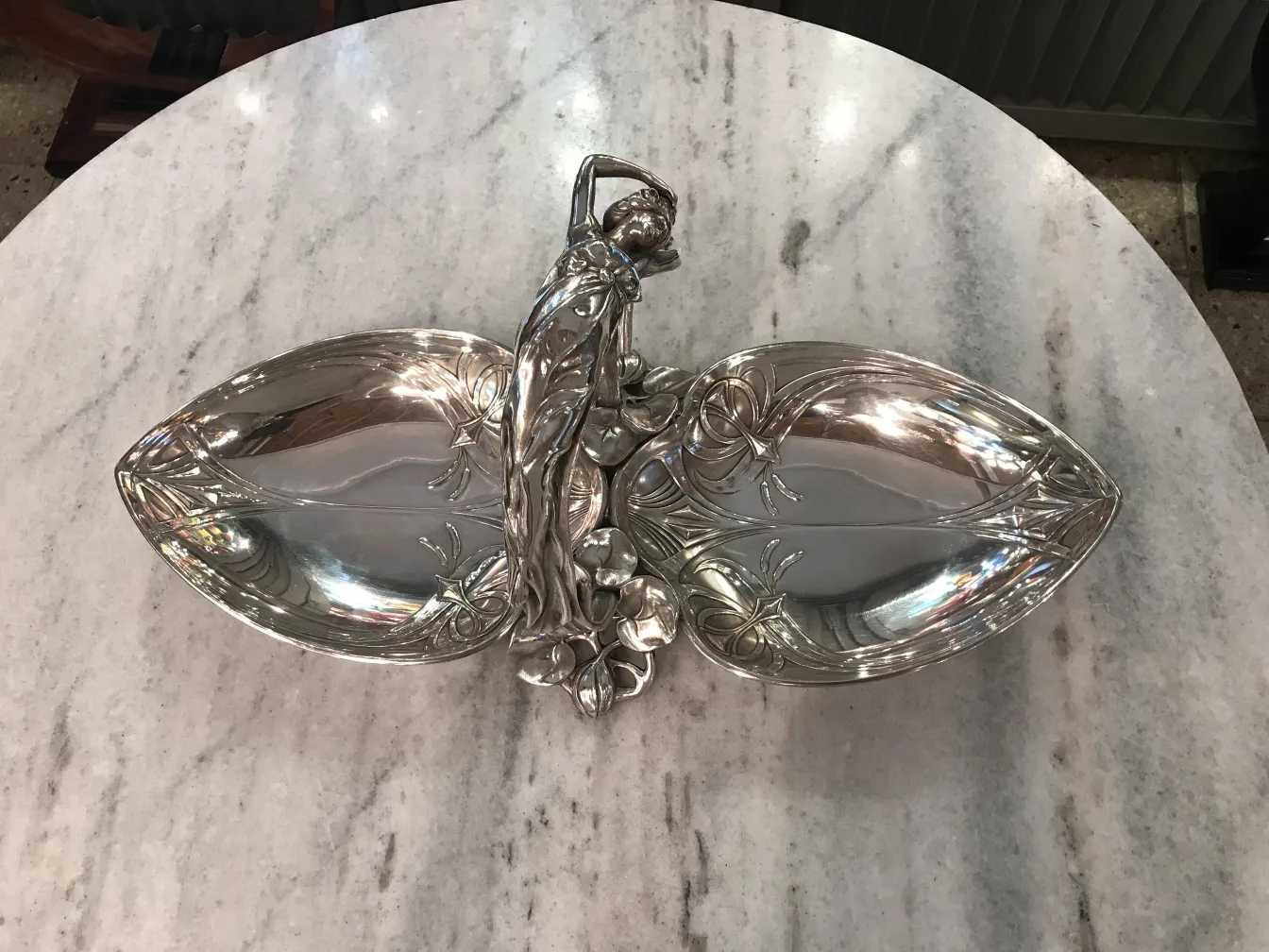 Antique WMF card tray with decorative details, elegant