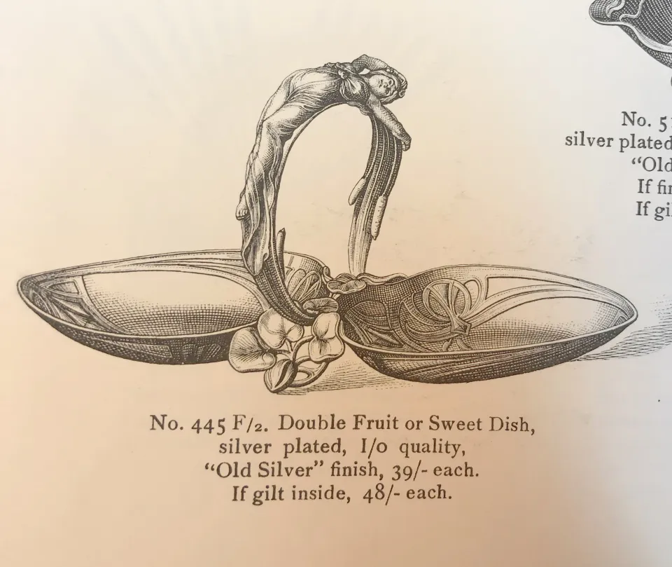 Antique card tray with elegant floral design by WMF