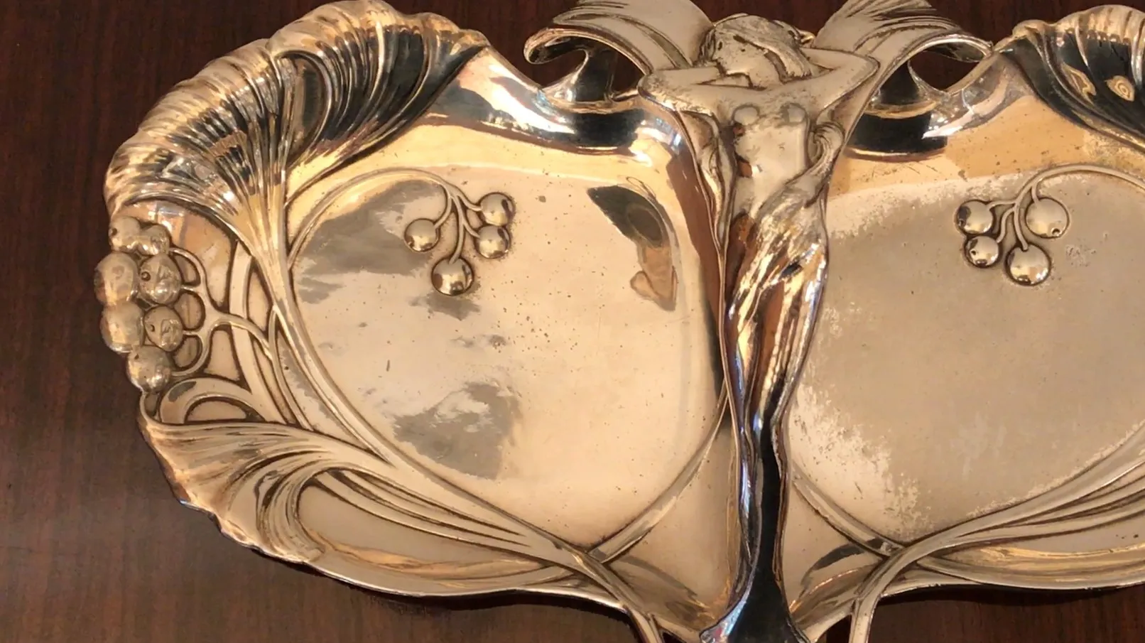 antique WMF card tray displaying beautiful designs and relief