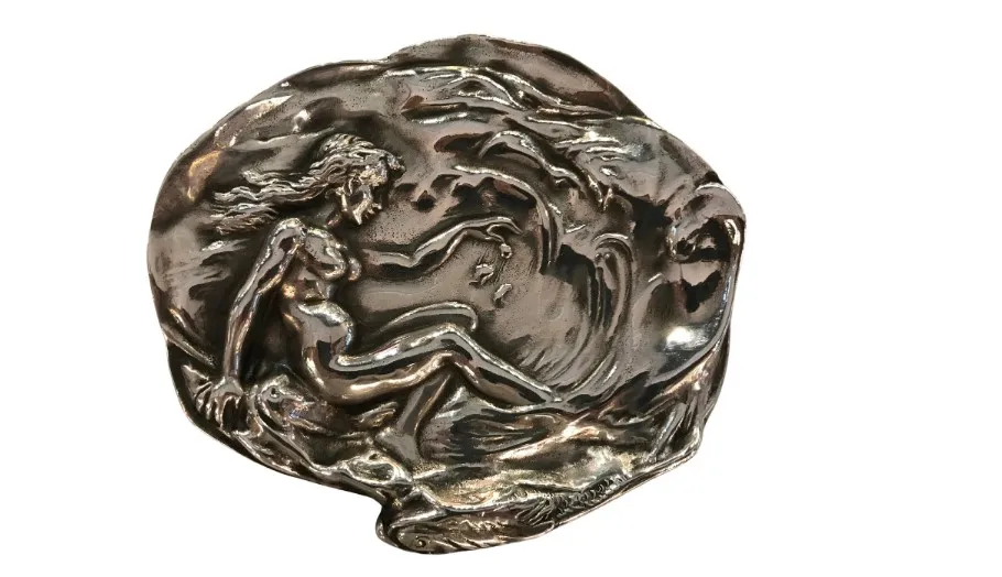 античный лоток для карточек WMF с фигурой женщины