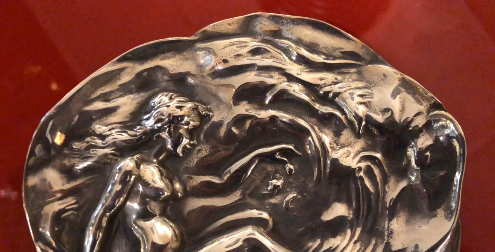 Antico vassoio per carte WMF decorativo con dettagli artistici