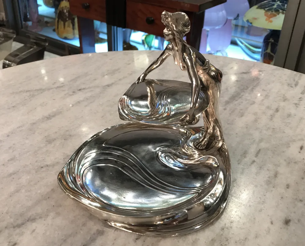 antique WMF card tray featuring an elegant artistic design, perfect for display