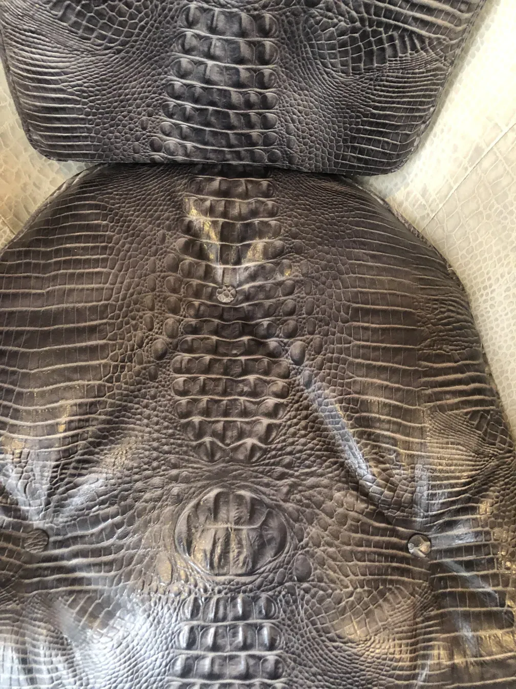 特徴的で優雅な鳄鱼肘掛け椅子。