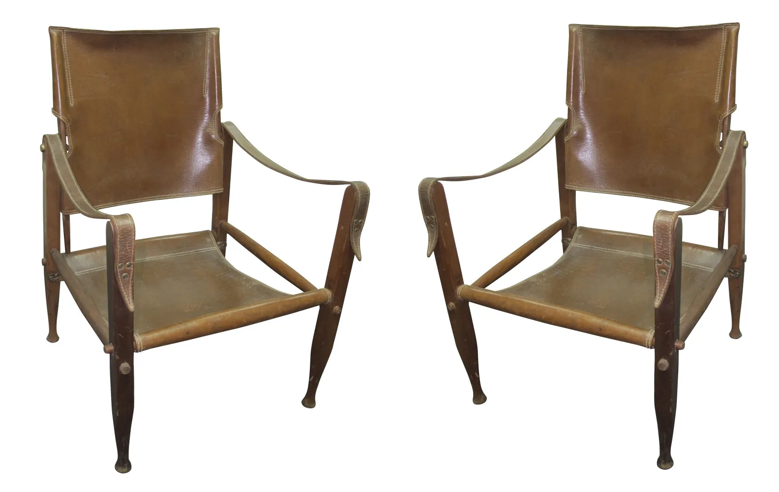 Set of 2 antique armchairs designed by Kaaren Klint, featuring arms.