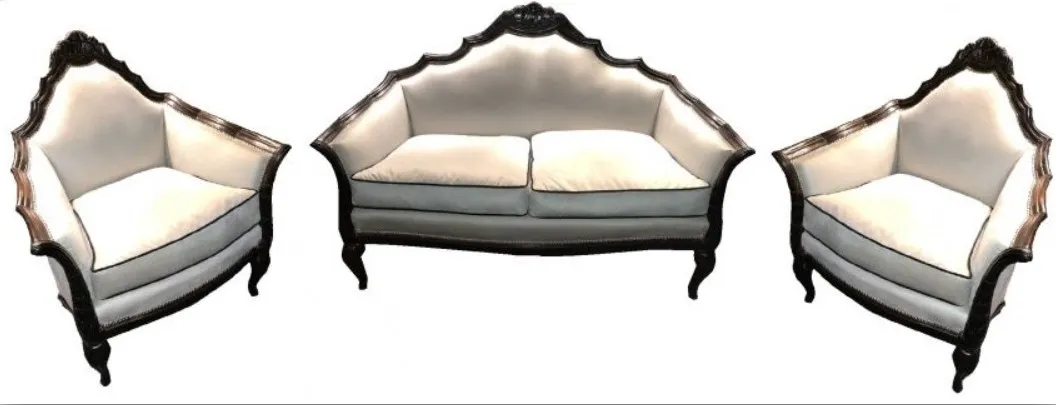 Conjunto de 3 poltronas antigas com design elegante, Paul Follot.