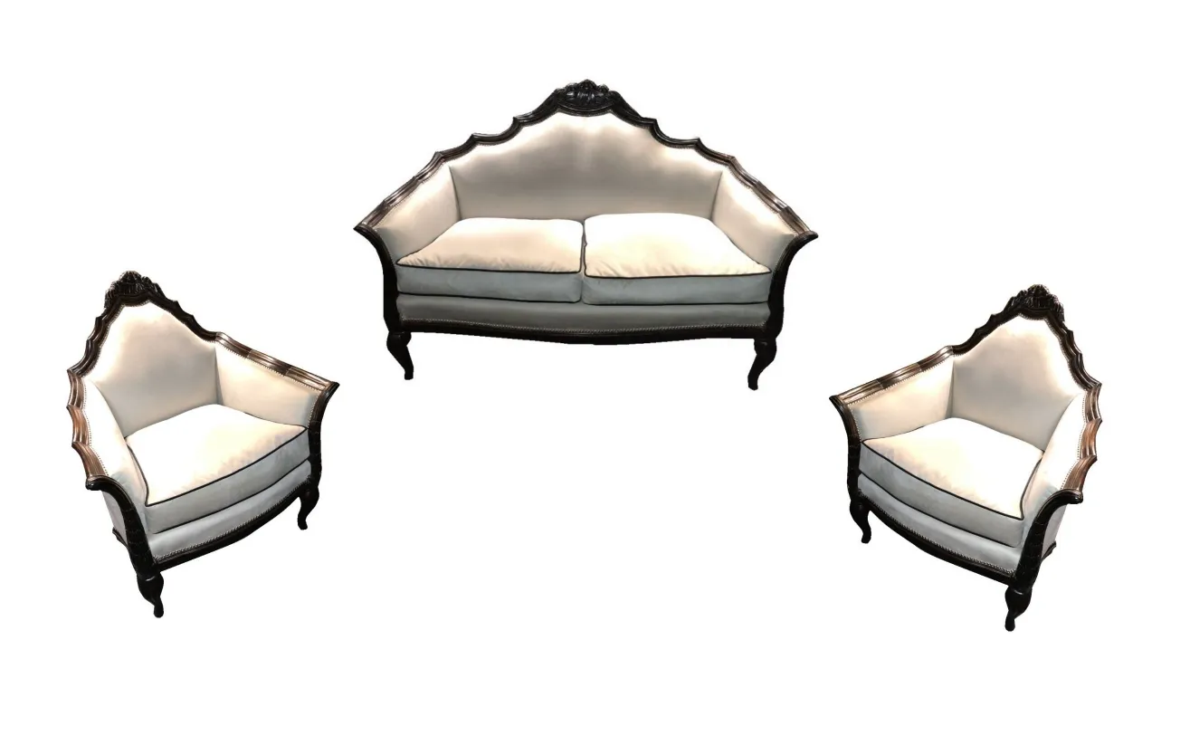 3 antique armchairs by paul follot, stylish and elegant