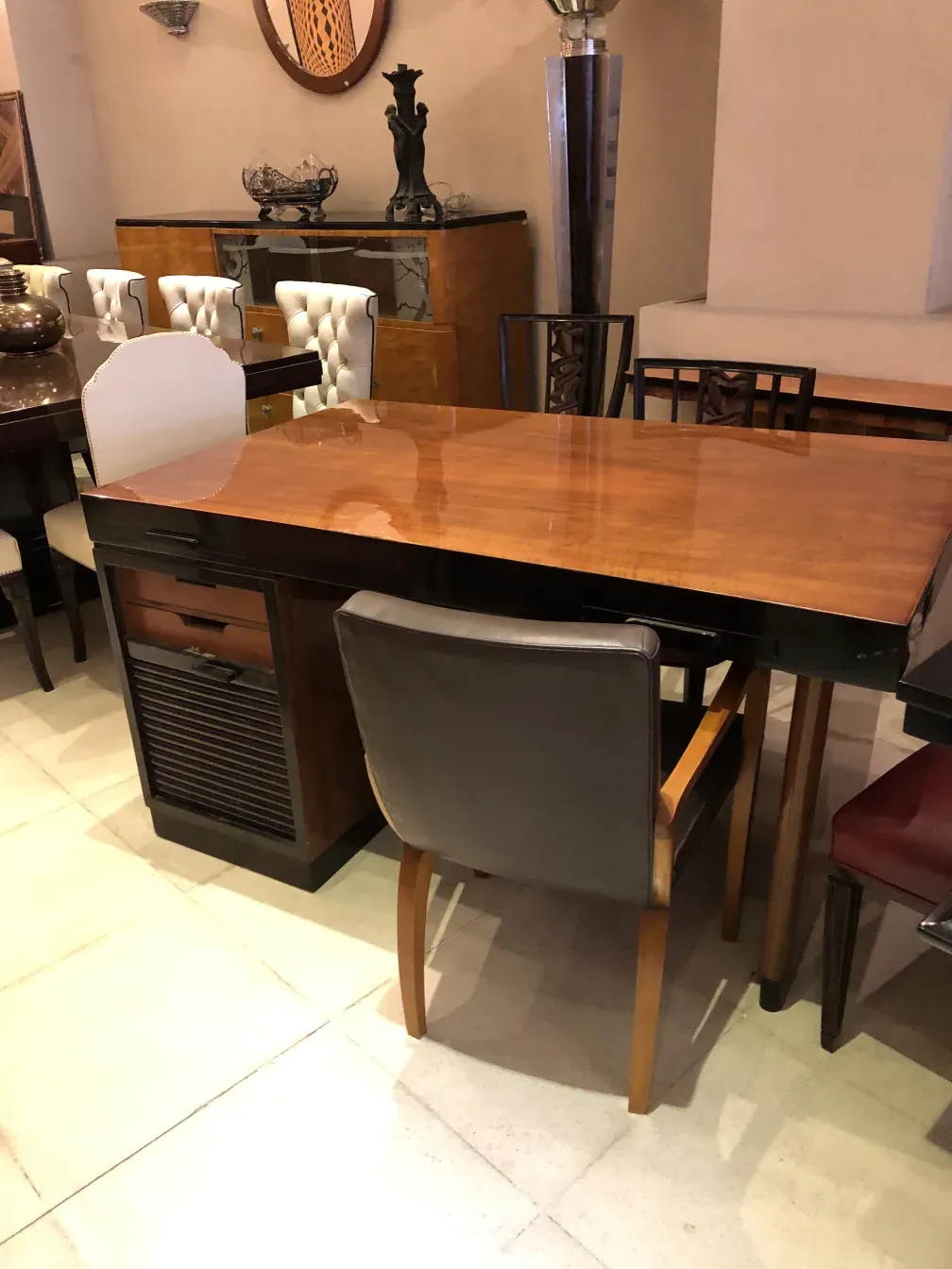 antique desk chair with elegant design, office setting