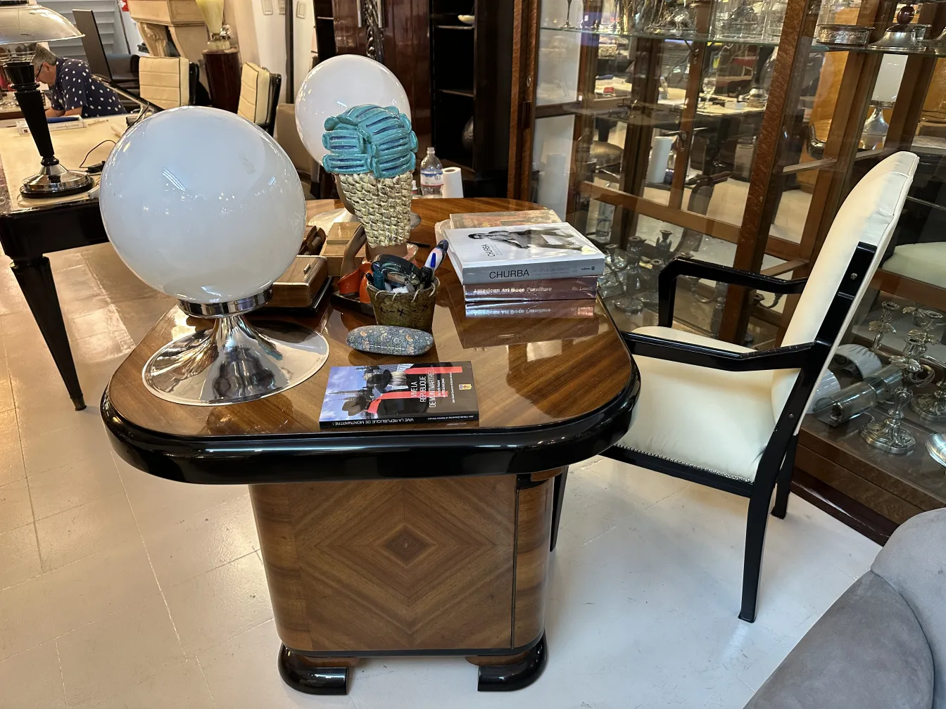 Antique desk chair with classic design and decorative details