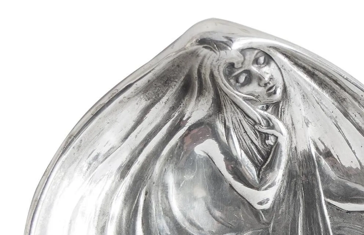 античный лоток для карточек WMF с изысканным рельефным дизайном.