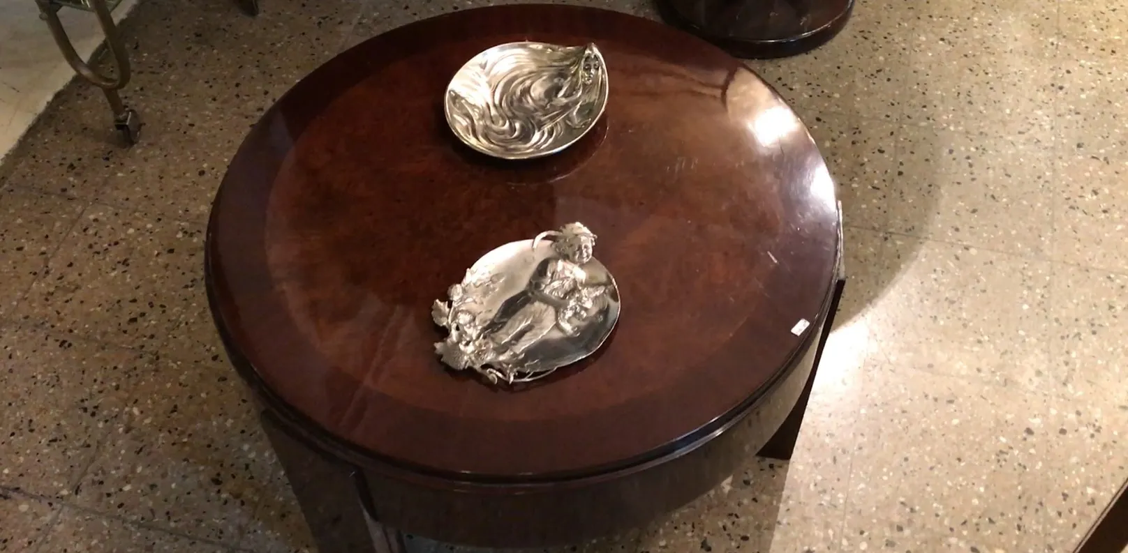 antique card tray WMF on a table with decorative items