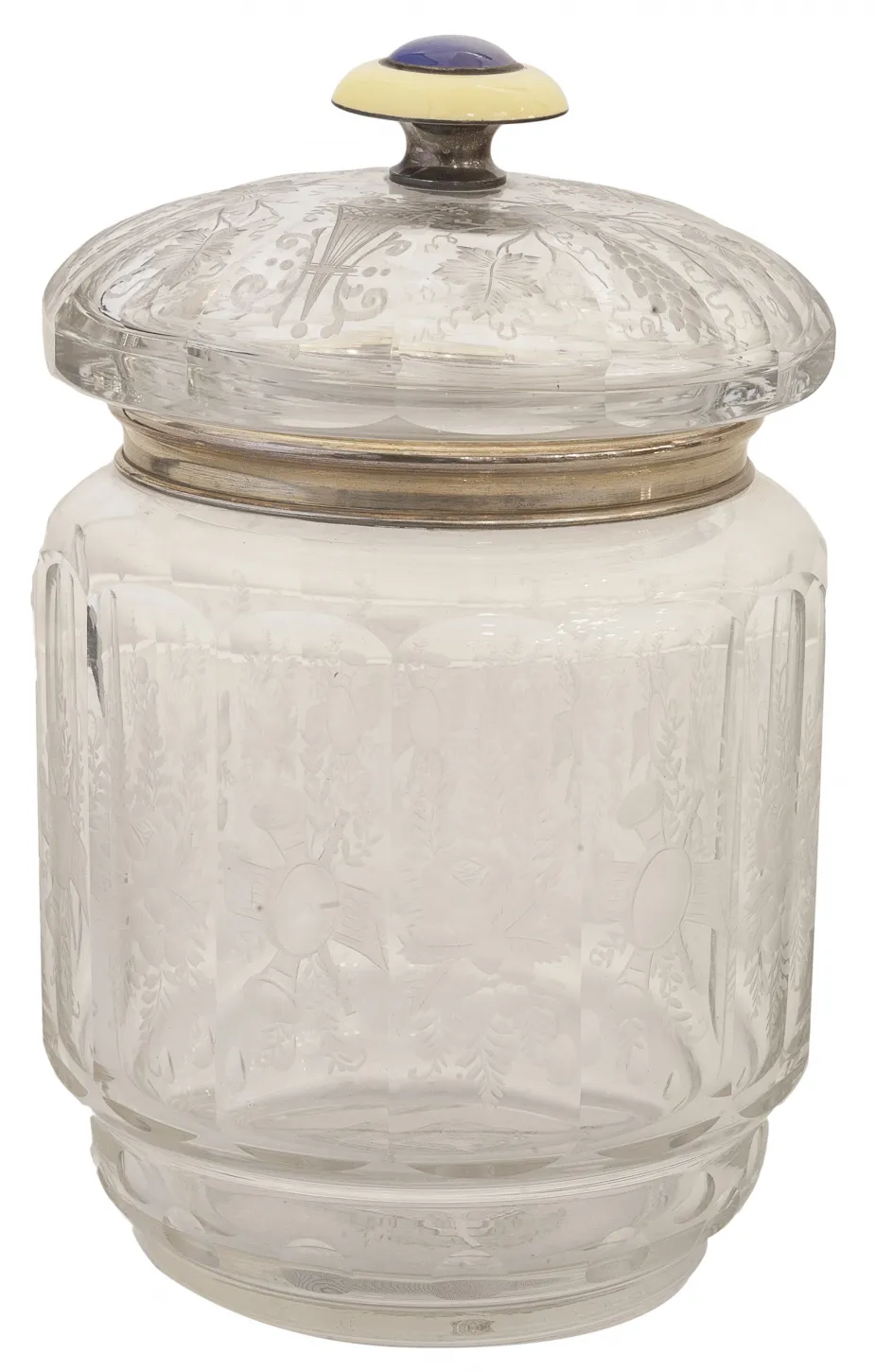 प्राचीन कैंडी डिश, सजावटी ढक्कन और फूलों की खुदाई के साथ।