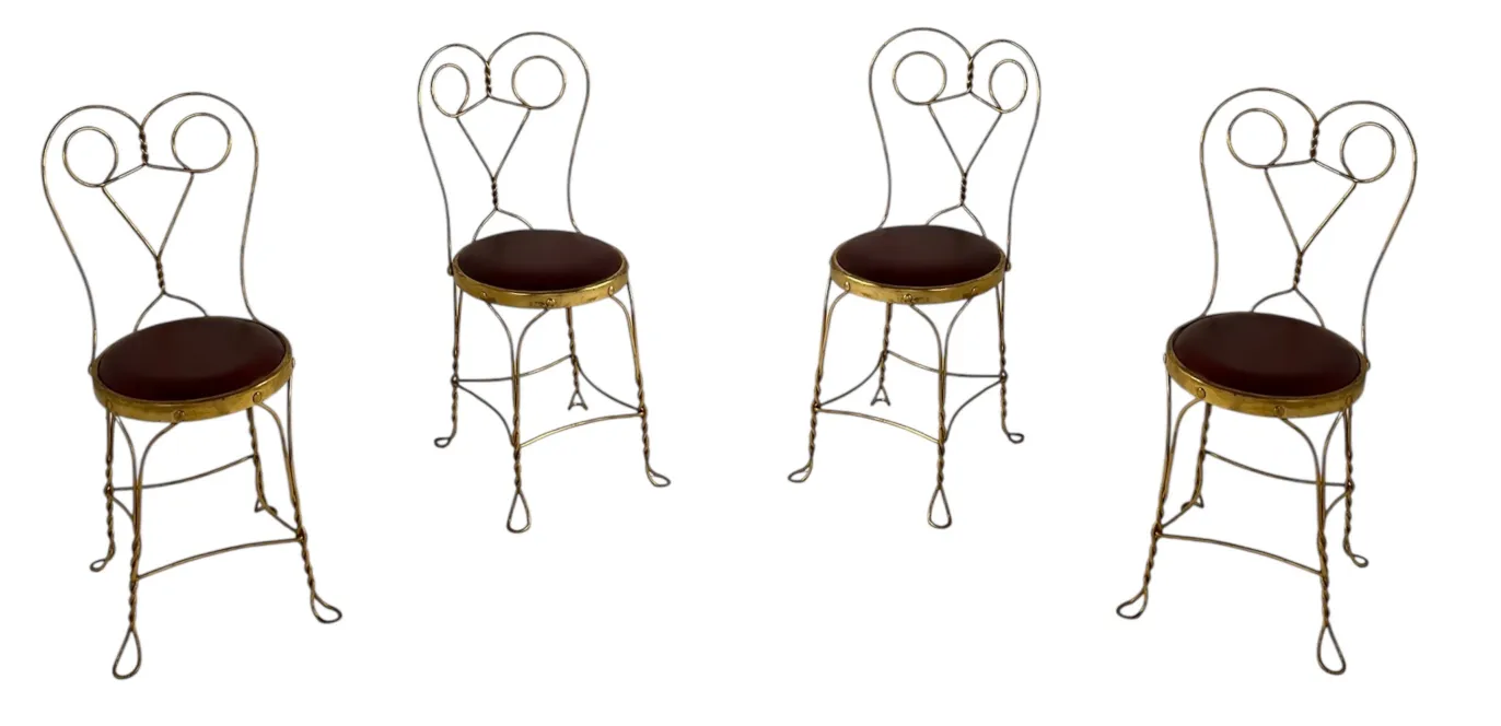 Set di 4 sedie decorative antiche con cuscini