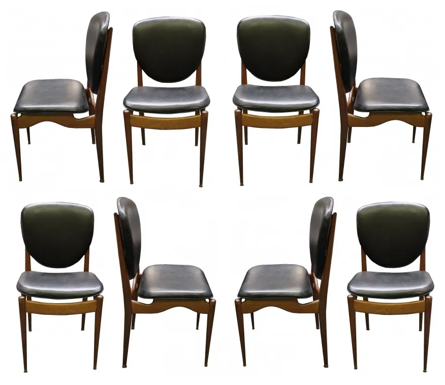 Set of 8 antique chairs with curved backrest