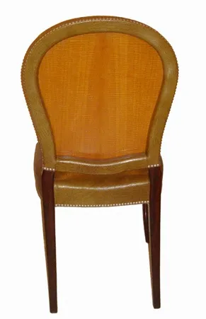Rear view of 12 antique chairs showcasing back detail