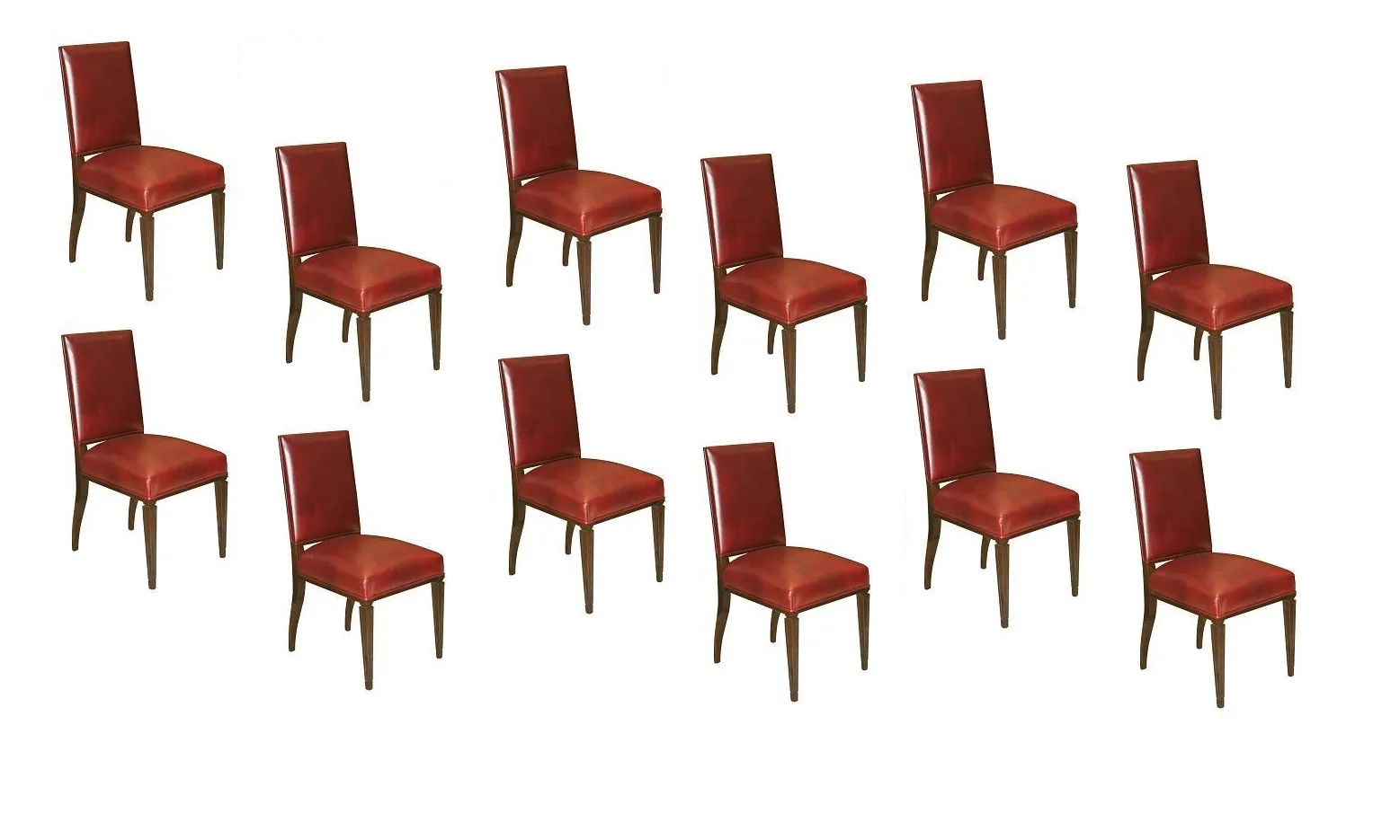 douze chaises de salle à manger anciennes de couleur rouge