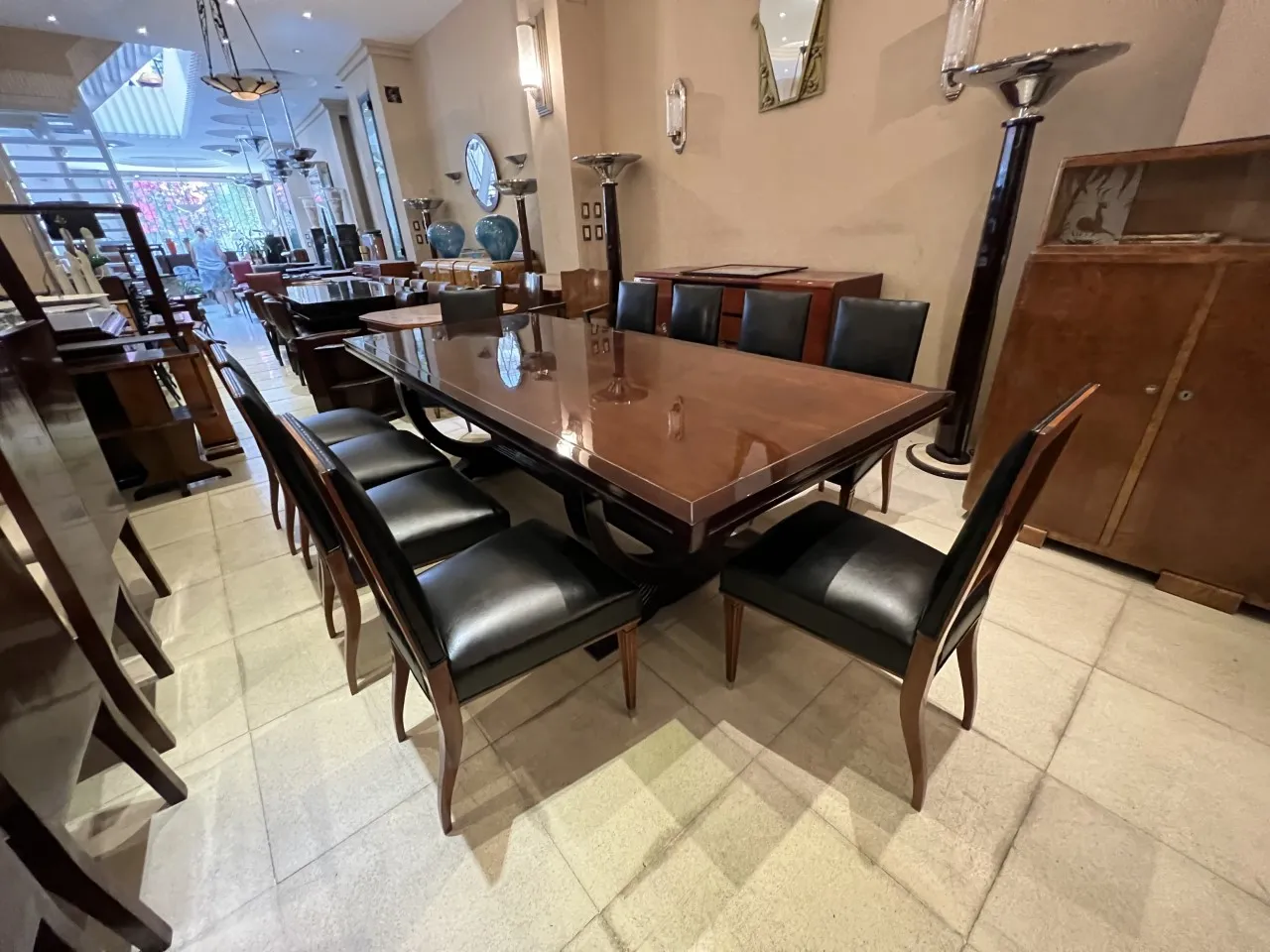 Twelve antique dining chairs black and brown