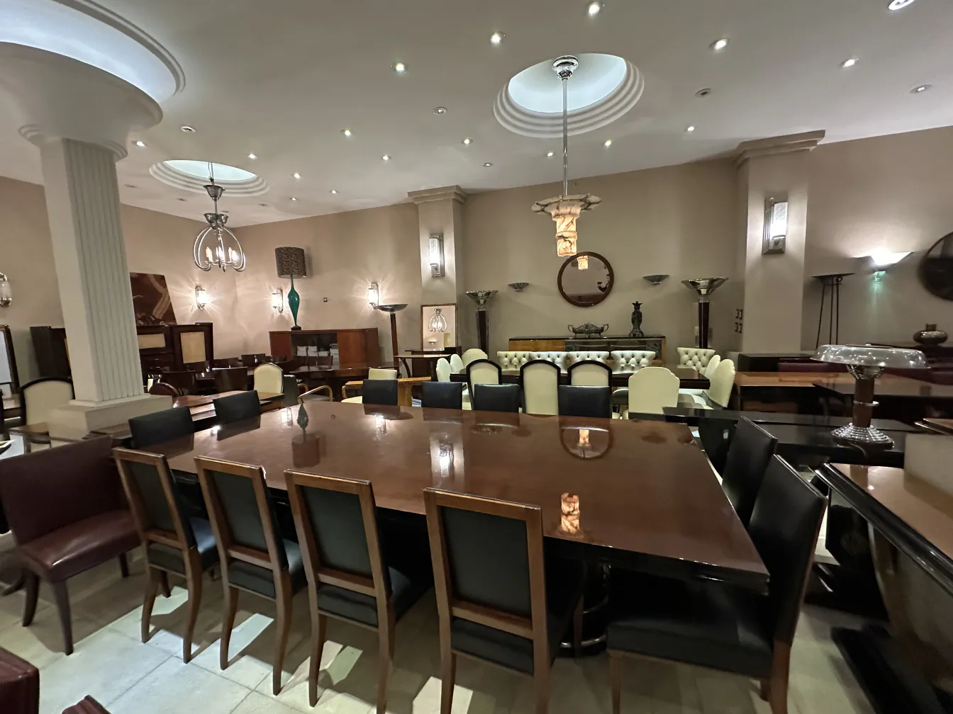 twelve elegant antique chairs in a cozy setting