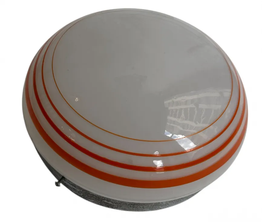 3 plafoniere antiche con design circolare e strisce arancioni