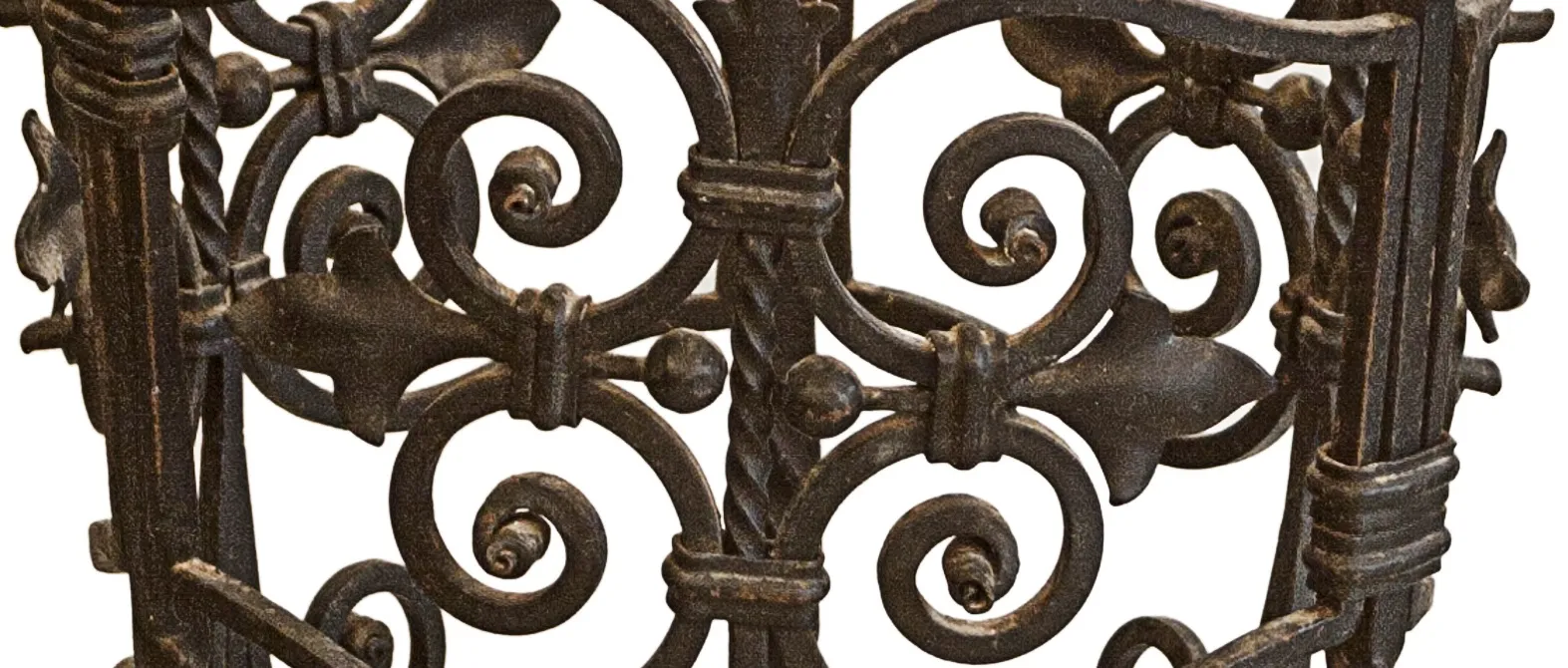 antiker Schirmständer mit spiralförmigen Dekorationen, künstlerischen Details