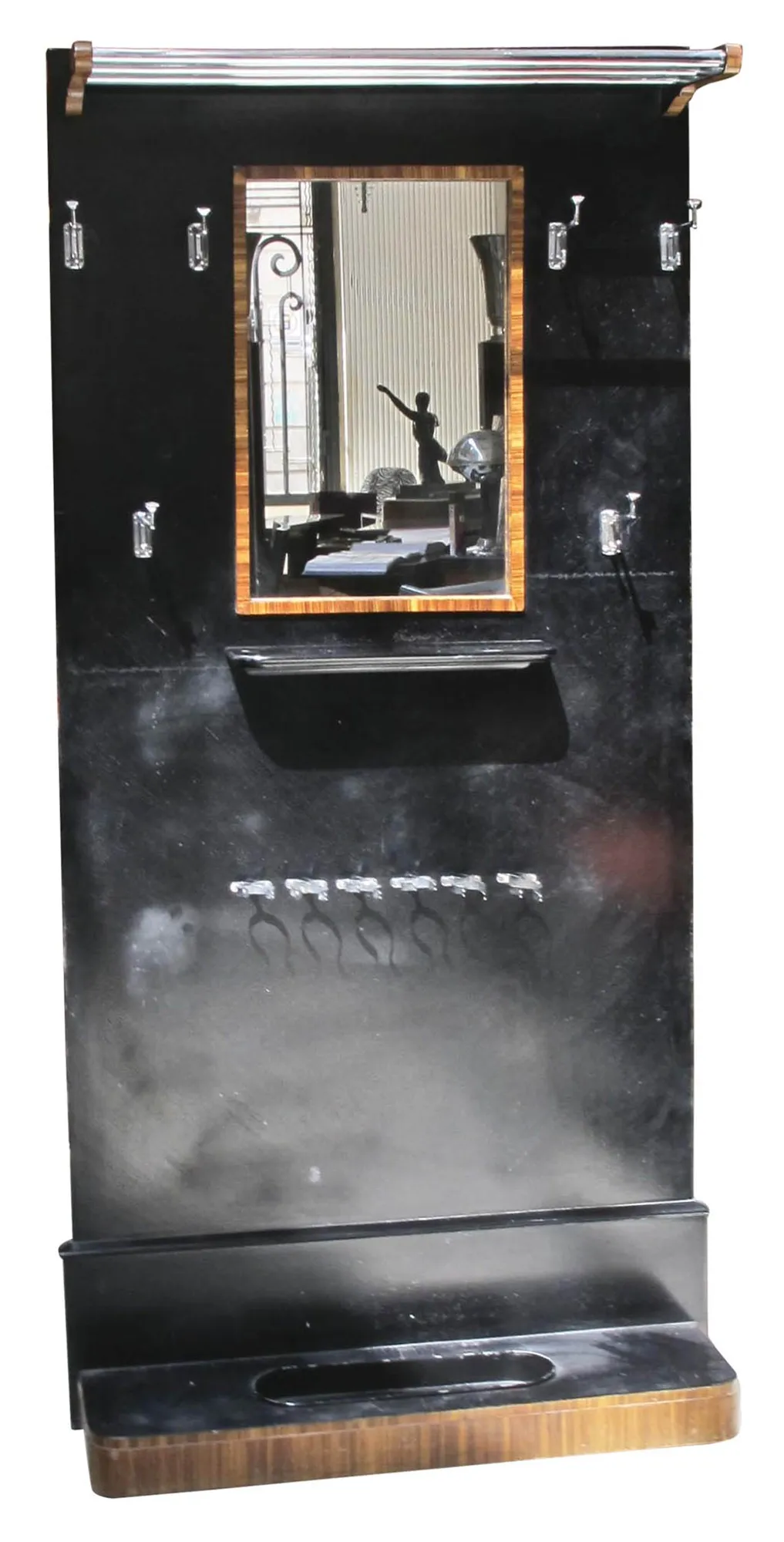 portemanteau ancien avec miroir, élégant et fonctionnel, cadre classique