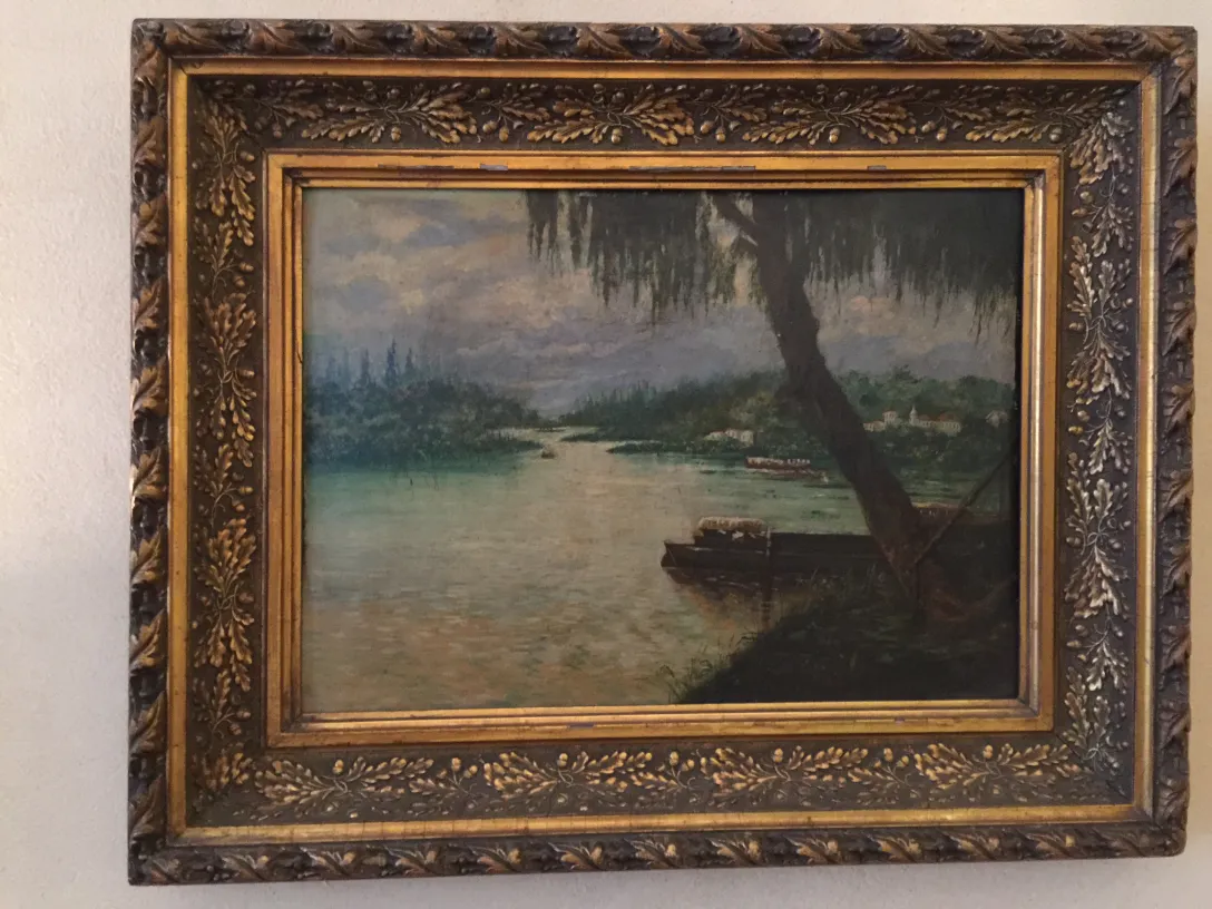antique peinture crispino avec paysage naturel et mer