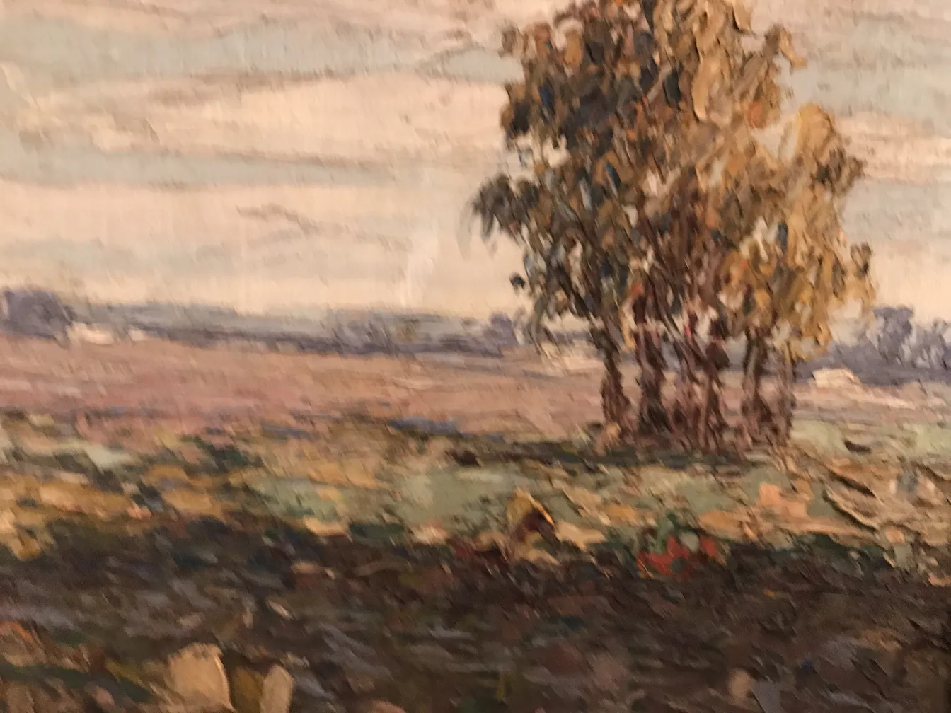 Antique painting Crispino featuring a landscape with trees