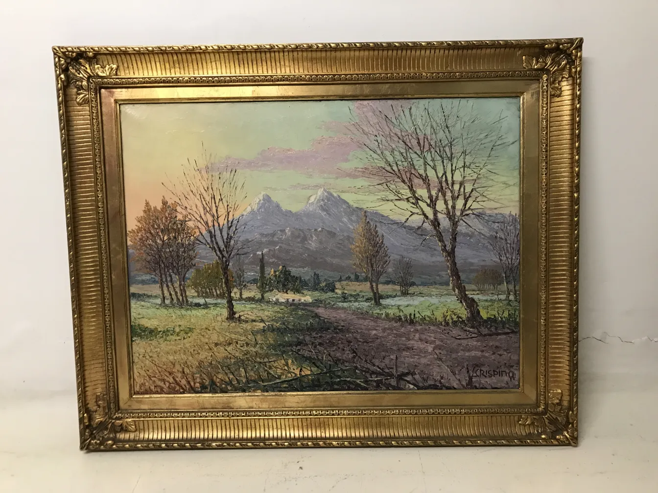 고전 그림 Crispino, 풍경과 산이 포함되어 있습니다.