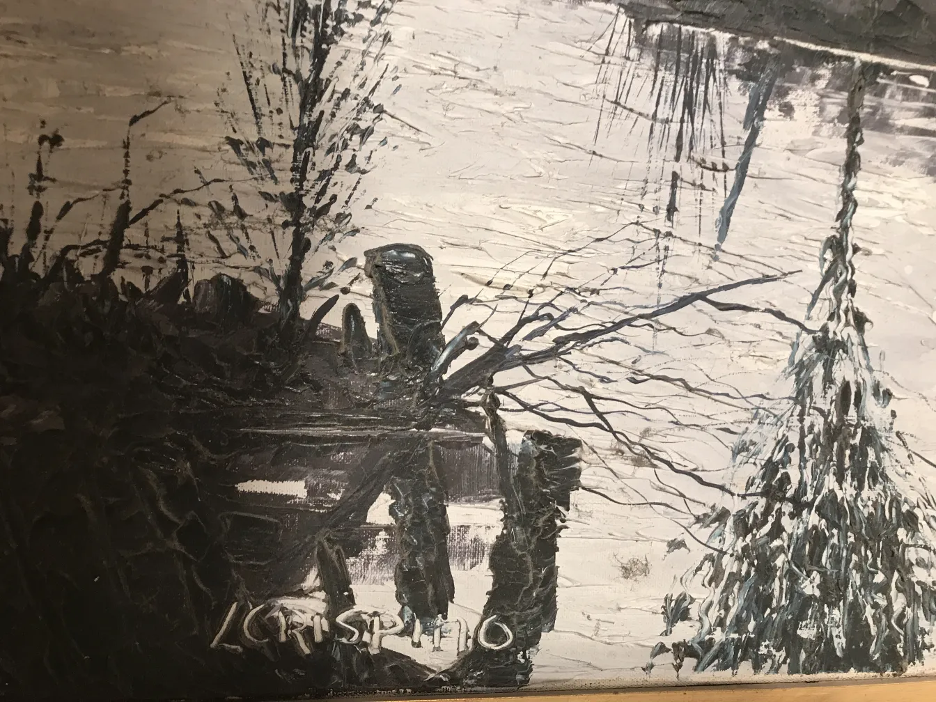 絵画 Crispino は暗く自然な風景を特徴としています。