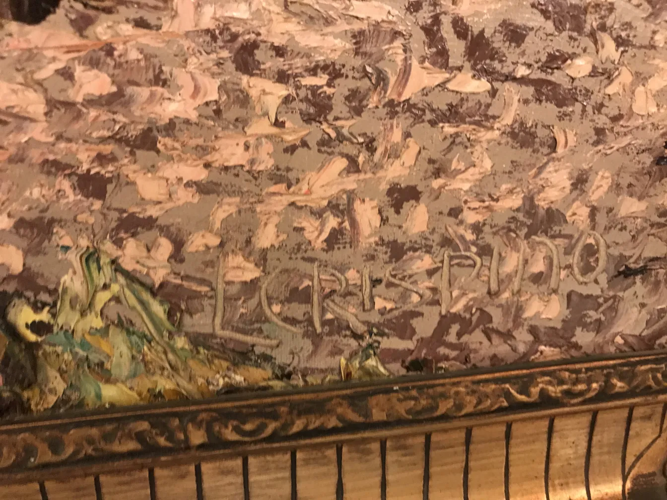 pintura crispino con colores terracota y verdes