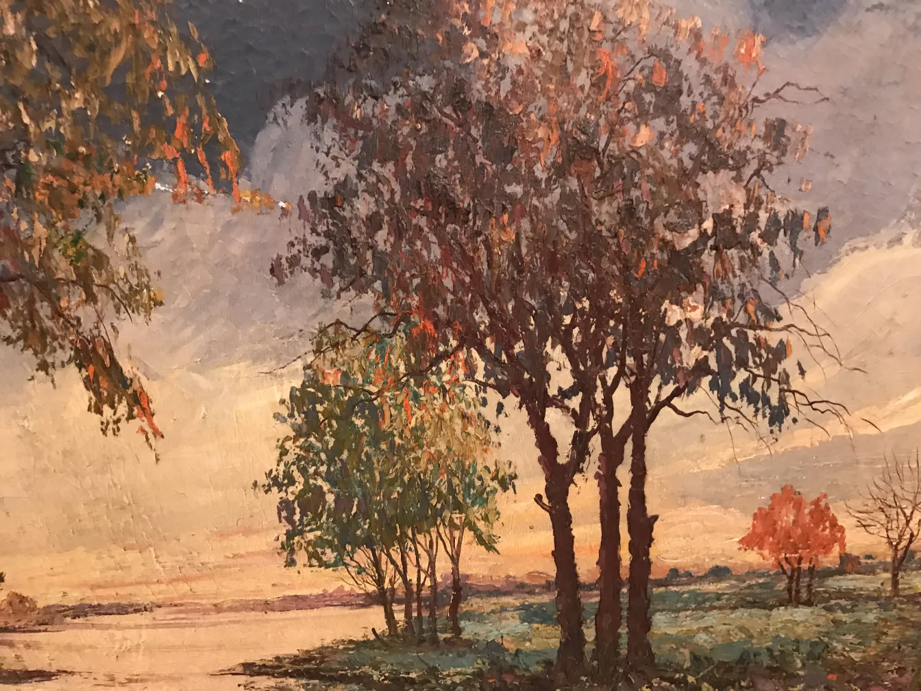 Antique Painting Crispino with trees and serene landscape