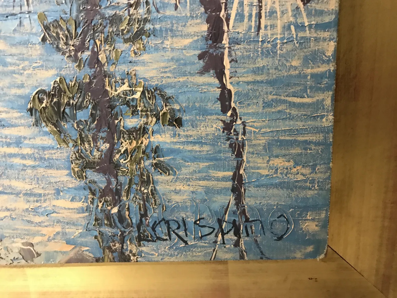 古いCrispino絵画、鮮やかな色と見える署名。