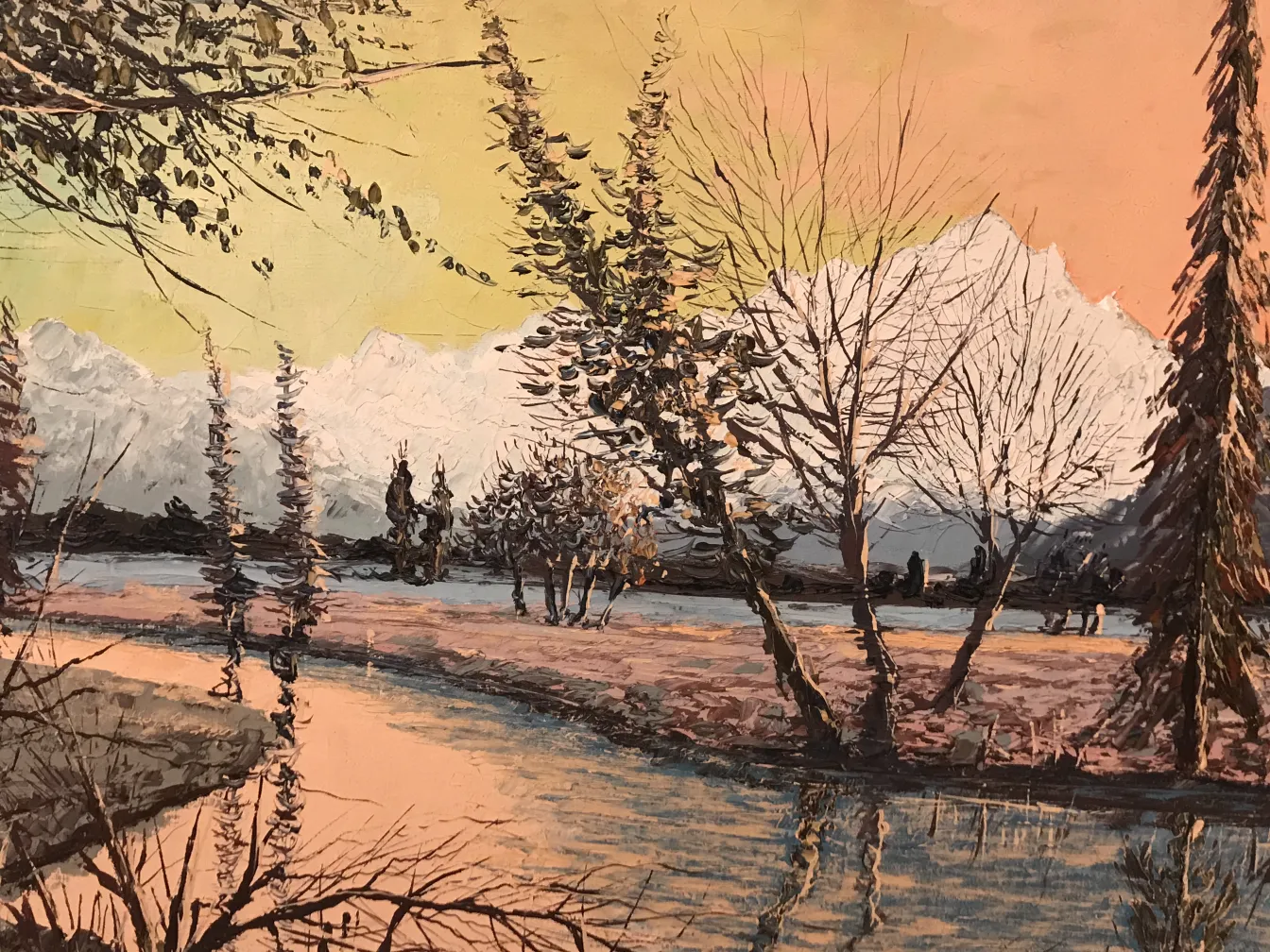 그림 crispino 의 풍경, 배경에 산과 나무