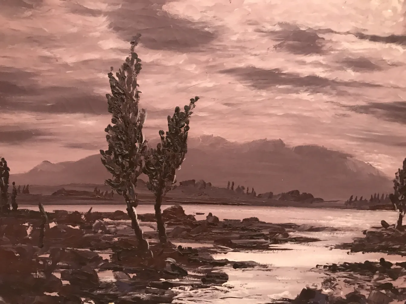 peinture crispino antique avec des arbres et paysage