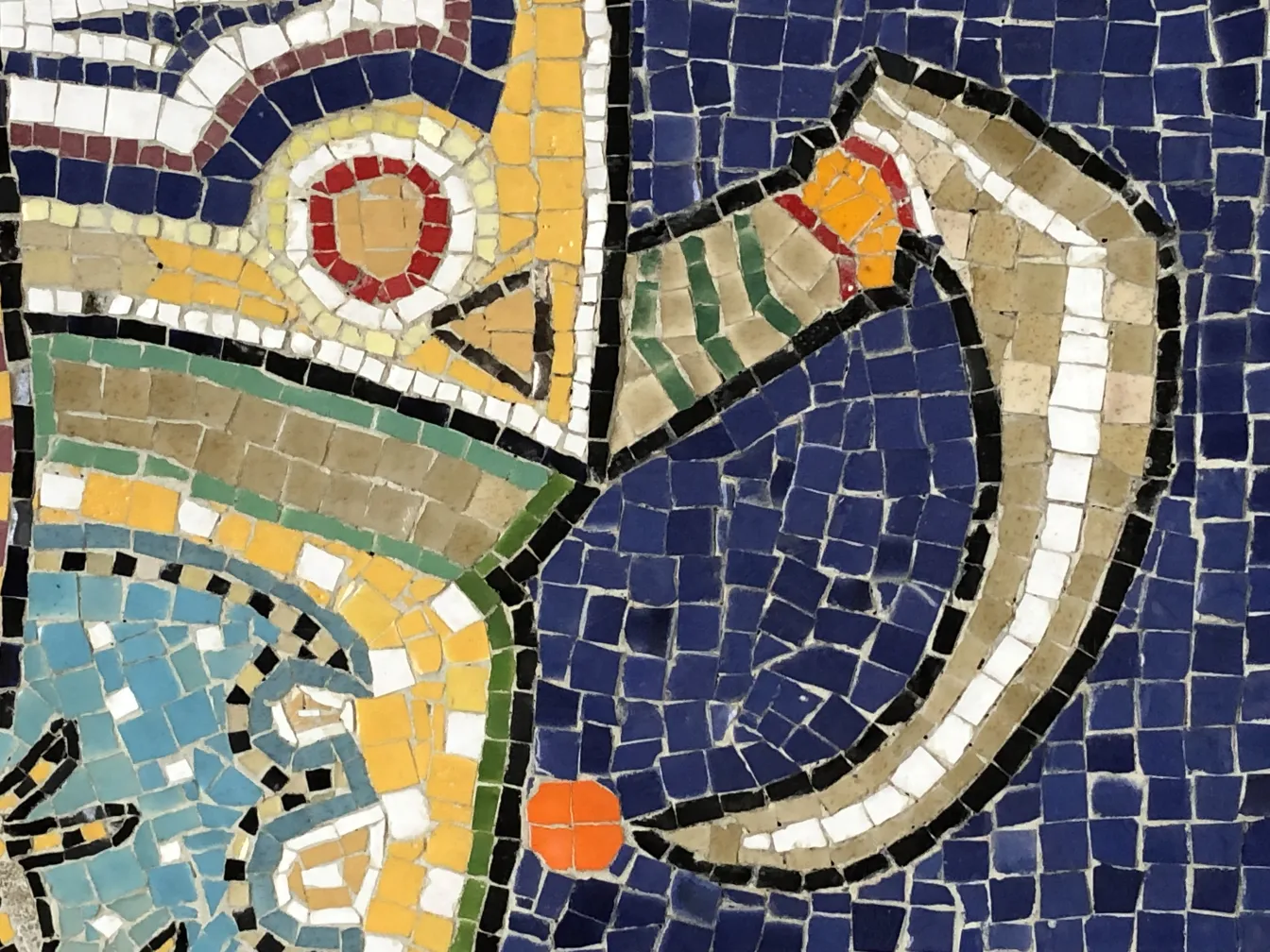 quadro de mosaico antigo com cores vibrantes e um design envolvente