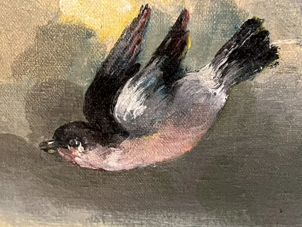 古老的飞鸟绘画，色彩柔和