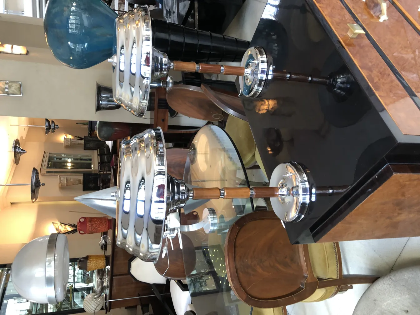 two antique table lamps with elegant design in modern setting